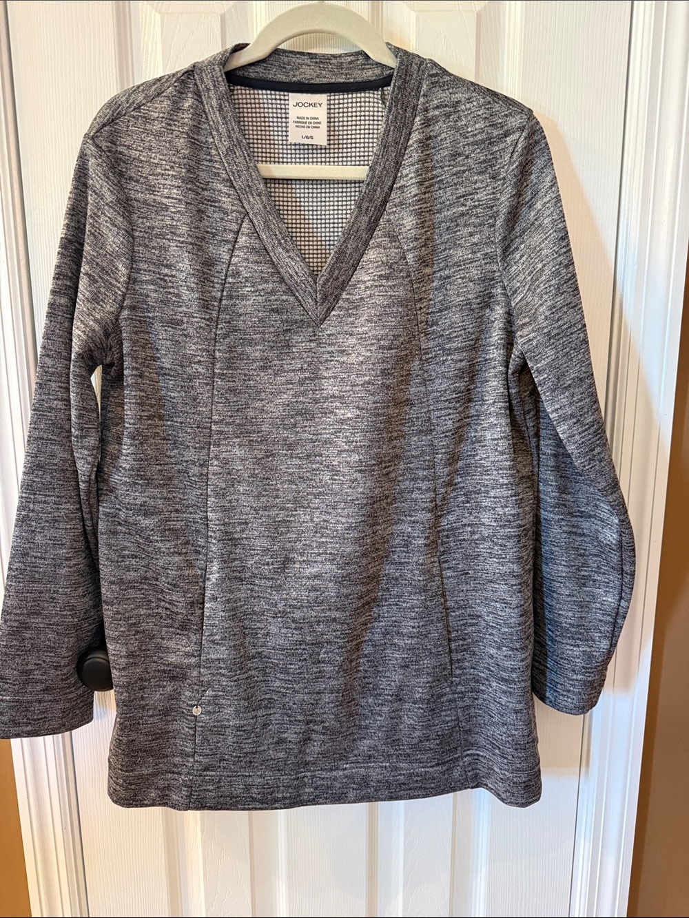 Jockey Gray Marled V-Neck Long Sleeve Top